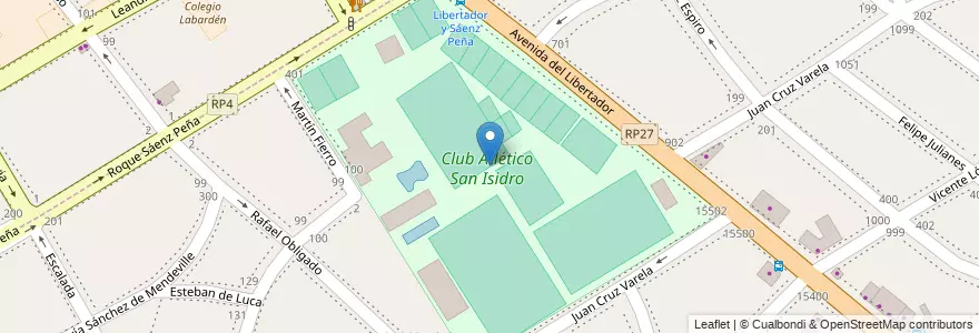 Mapa de ubicacion de Club Atlético San Isidro en アルゼンチン, ブエノスアイレス州, Partido De San Isidro, Acassuso.