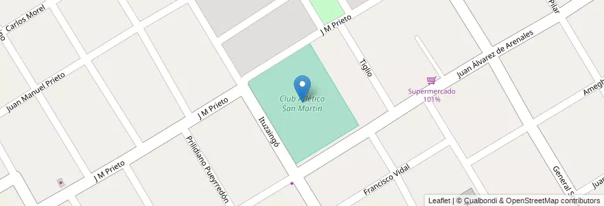 Mapa de ubicacion de Club Atlético San Martín en Arjantin, Buenos Aires, Partido De Almirante Brown, Burzaco.