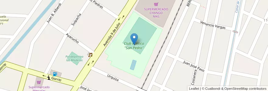 Mapa de ubicacion de Club Atlético "San Pedro" en 아르헨티나, Jujuy, Departamento San Pedro, Municipio De San Pedro De Jujuy.