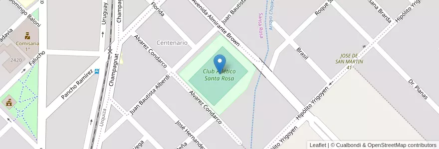 Mapa de ubicacion de Club Atlético Santa Rosa en 아르헨티나, 엔트레리오스주, Departamento Federación, Distrito Mandisoví, Chajarí.