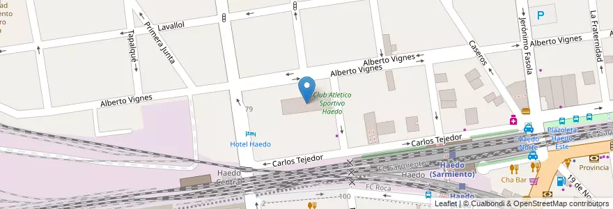 Mapa de ubicacion de Club Atletico Sportivo Haedo en Arjantin, Buenos Aires, Partido De Morón, Haedo.