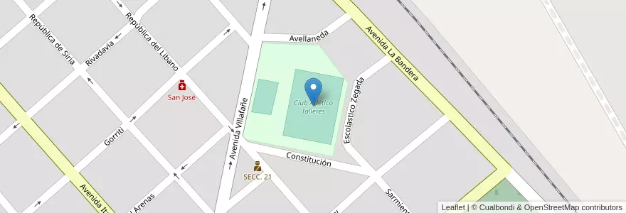 Mapa de ubicacion de Club Atlético Talleres en Arjantin, Jujuy, Departamento El Carmen, Municipio De Perico, Perico.