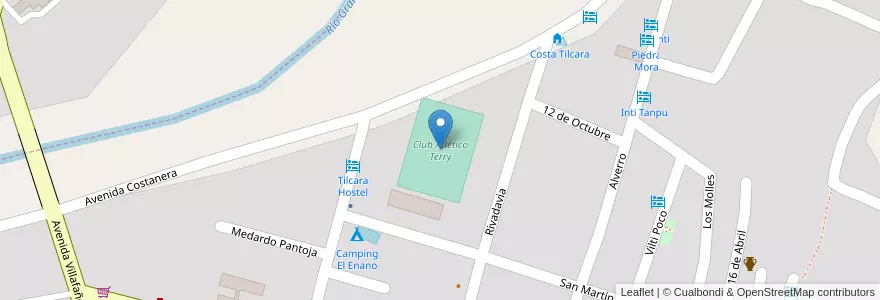Mapa de ubicacion de Club Atlético Terry en آرژانتین, Jujuy, Departamento Tilcara, Municipio De Tilcara.