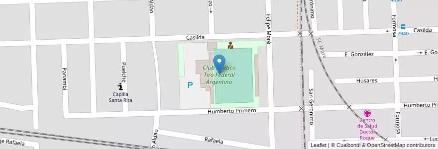 Mapa de ubicacion de Club Atlético Tiro Federal Argentino en الأرجنتين, سانتا في, Departamento Rosario, Municipio De Rosario, روساريو.
