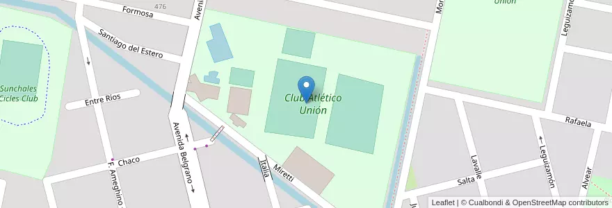 Mapa de ubicacion de Club Atlético Unión en Аргентина, Санта-Фе, Departamento Castellanos, Municipio De Sunchales.