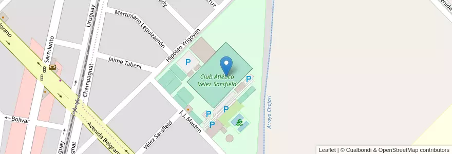 Mapa de ubicacion de Club Atlético Velez Sarsfield en アルゼンチン, エントレ・リオス州, Departamento Federación, Distrito Mandisoví, Chajarí.