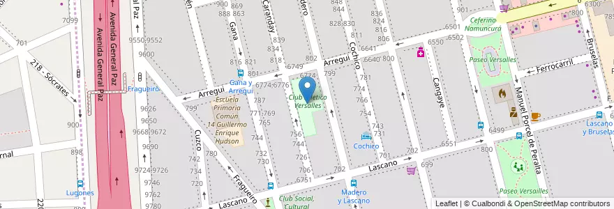 Mapa de ubicacion de Club Atletico Versalles, Versalles en Argentina, Ciudad Autónoma De Buenos Aires, Buenos Aires, Comuna 10, Partido De Tres De Febrero.
