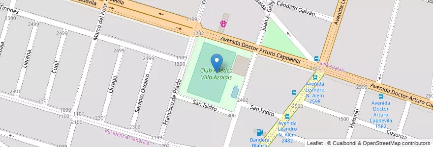 Mapa de ubicacion de Club Atlético Villa Azalais en アルゼンチン, コルドバ州, Departamento Capital, Pedanía Capital, Córdoba, Municipio De Córdoba.