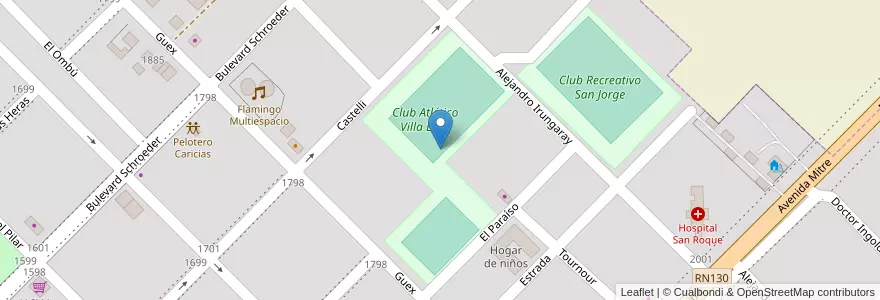 Mapa de ubicacion de Club Atlético Villa Elisa en Argentinië, Entre Ríos, Departamento Colón, Distrito Segundo, Villa Elisa, Villa Elisa.