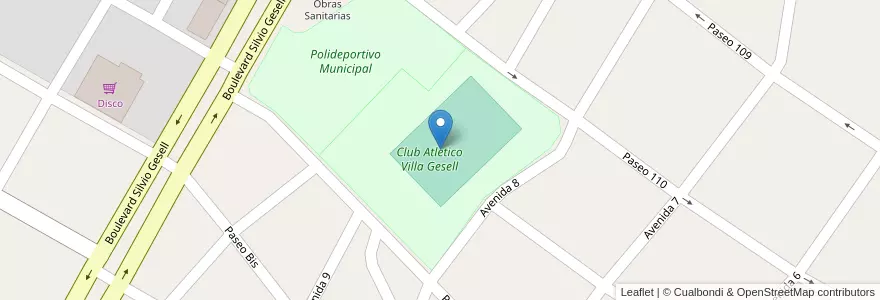 Mapa de ubicacion de Club Atletico Villa Gesell en الأرجنتين, بوينس آيرس, Partido De Villa Gesell.