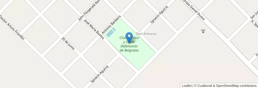 Mapa de ubicacion de Club Atlético y Social Defensores de Belgrano en Arjantin, Buenos Aires, Partido De Ramallo.