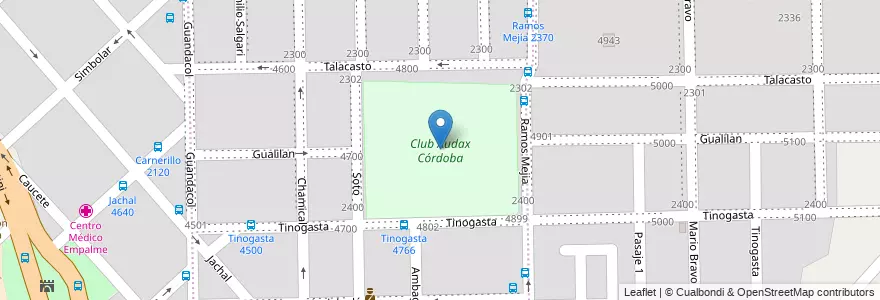 Mapa de ubicacion de Club Audax Córdoba en 阿根廷, Córdoba, Departamento Capital, Pedanía Capital, Córdoba, Municipio De Córdoba.