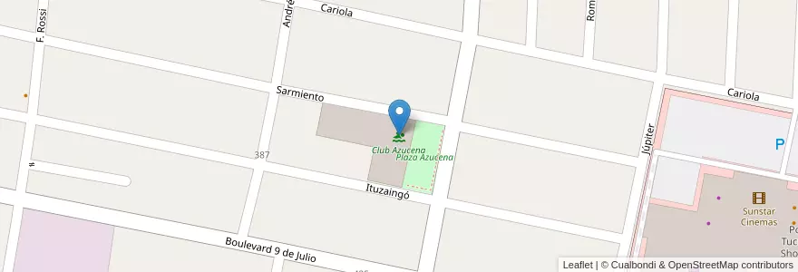 Mapa de ubicacion de Club Azucena en Argentina, Tucumán, Departamento Yerba Buena, Yerba Buena.