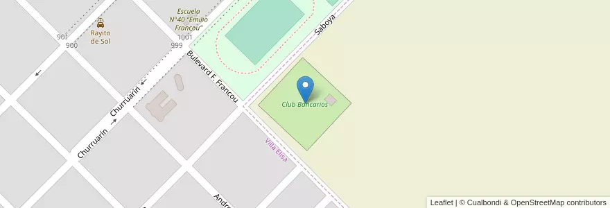 Mapa de ubicacion de Club Bancarios en アルゼンチン, エントレ・リオス州, Departamento Colón, Distrito Segundo, Villa Elisa, Villa Elisa.