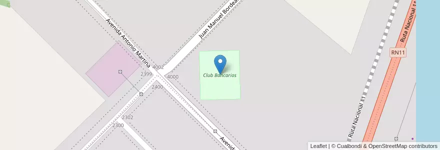 Mapa de ubicacion de Club Bancarios en 阿根廷, Chaco, Departamento San Fernando, Resistencia, Resistencia.