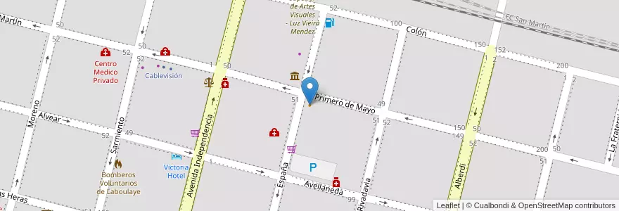 Mapa de ubicacion de Club Barcelona en Аргентина, Кордова, Departamento Presidente Roque Sáenz Peña, Pedanía La Amarga, Municipio De Laboulaye, Laboulaye.