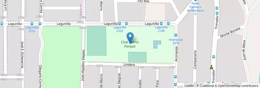 Mapa de ubicacion de Club Barrio Parque en 阿根廷, Córdoba, Departamento Capital, Pedanía Capital, Córdoba, Municipio De Córdoba.