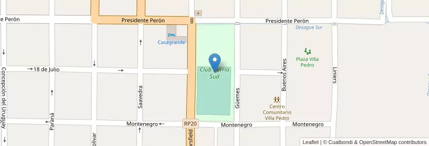 Mapa de ubicacion de Club Barrio Sud en آرژانتین, استان انتره ریوس, Departamento Villaguay, Distrito Lucas Al Sud, Villaguay.