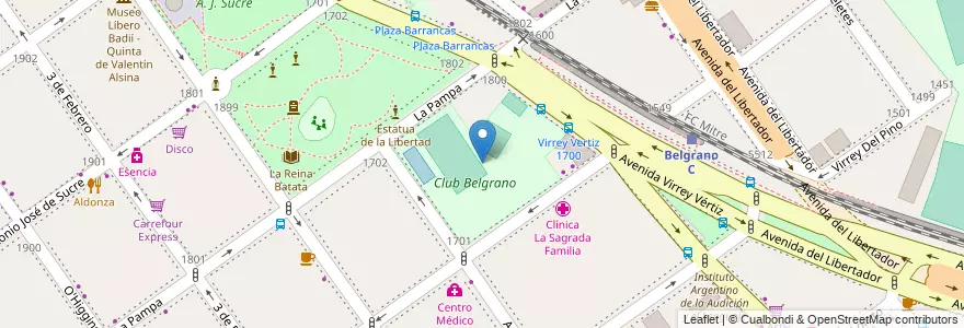 Mapa de ubicacion de Club Belgrano, Belgrano en Аргентина, Буэнос-Айрес, Буэнос-Айрес, Comuna 13.