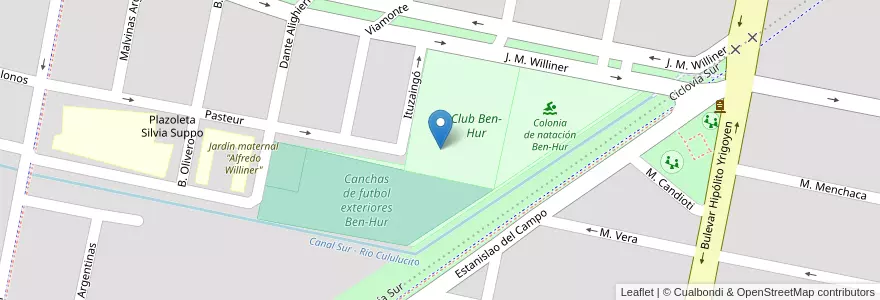Mapa de ubicacion de Club Ben-Hur en 아르헨티나, Santa Fe, Departamento Castellanos, Municipio De Rafaela.