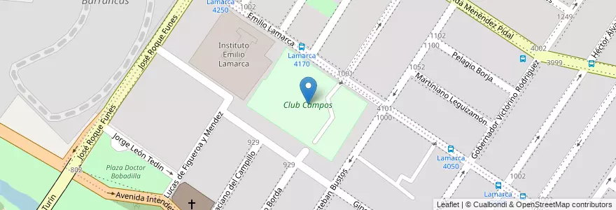 Mapa de ubicacion de Club Campos en Аргентина, Кордова, Departamento Capital, Pedanía Capital, Córdoba, Municipio De Córdoba.