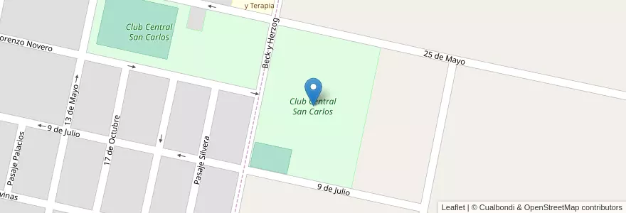 Mapa de ubicacion de Club Central San Carlos en Argentina, Santa Fe, Departamento Las Colonias, San Carlos Centro.