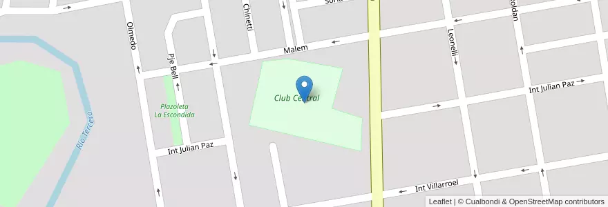 Mapa de ubicacion de Club Central en アルゼンチン, コルドバ州, Departamento Unión, Pedanía Bell Ville, Municipio De Bell Ville, Bell Ville.