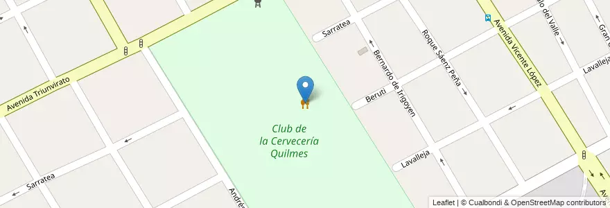 Mapa de ubicacion de Club Cervecería Quilmes en アルゼンチン, ブエノスアイレス州, Partido De Quilmes, Quilmes.