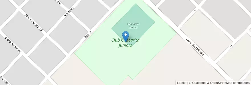 Mapa de ubicacion de Club Chacarita Juniors en アルゼンチン, ブエノスアイレス州, Partido De Azul.