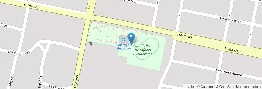 Mapa de ubicacion de Club Ciclista de rafaela - Velódromo en 아르헨티나, Santa Fe, Departamento Castellanos, Municipio De Rafaela.