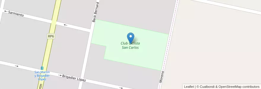 Mapa de ubicacion de Club Ciclista San Carlos en Argentinien, Santa Fe, Departamento Las Colonias, Municipio De San Carlos Sud, San Carlos Sud.