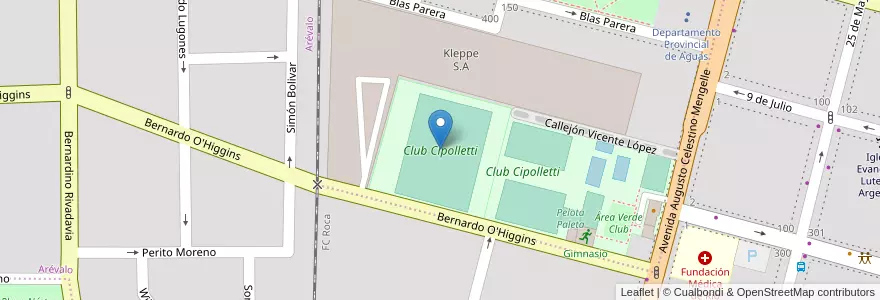 Mapa de ubicacion de Club Cipolletti en 阿根廷, 智利, 内格罗河省, Cipolletti, Departamento General Roca.