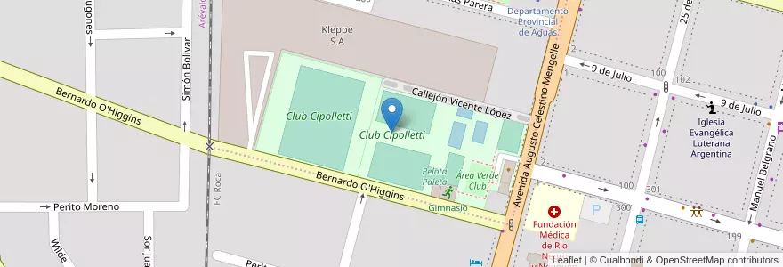 Mapa de ubicacion de Club Cipolletti en الأرجنتين, تشيلي, ريو نيغرو, Cipolletti, Departamento General Roca.