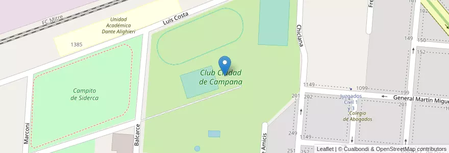 Mapa de ubicacion de Club Ciudad de Campana en Arjantin, Buenos Aires, Partido De Campana.