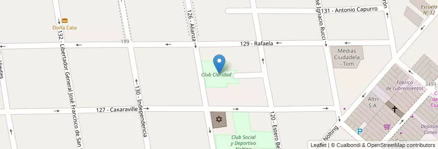 Mapa de ubicacion de Club Claridad en Arjantin, Buenos Aires, Partido De Tres De Febrero, Ciudadela.