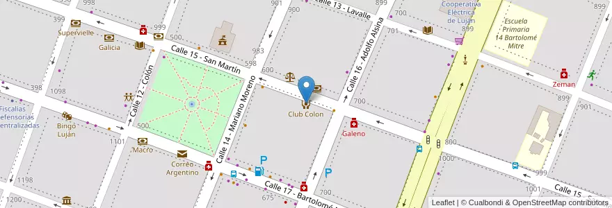 Mapa de ubicacion de Club Colon en Arjantin, Buenos Aires, Partido De Luján.