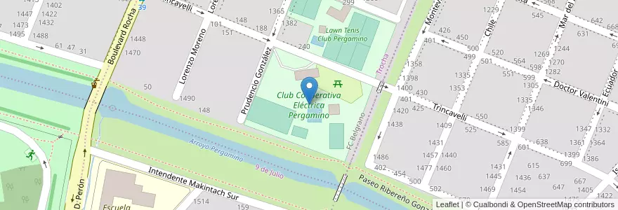 Mapa de ubicacion de Club Cooperativa Eléctrica Pergamino en アルゼンチン, ブエノスアイレス州, Partido De Pergamino.