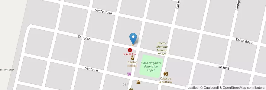 Mapa de ubicacion de Club Coronel Nicolás Denis en Arjantin, Santa Fe, Departamento Las Colonias, Municipio De San Jerónimo Del Sauce, San Jerónimo Del Sauce.