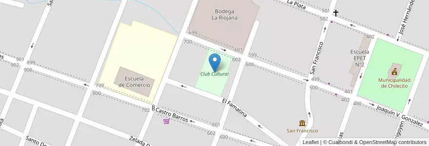 Mapa de ubicacion de Club Cultural en 阿根廷, La Rioja, Departamento Chilecito, Chilecito.