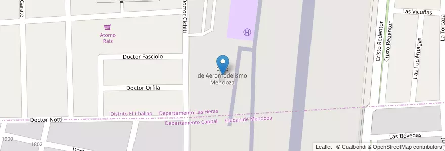 Mapa de ubicacion de Club de Aeromodelismo Mendoza en Argentina, Chile, Mendoza, Distrito El Challao.