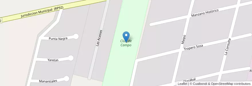 Mapa de ubicacion de Club de Campo en 阿根廷, 智利, Mendoza, Departamento Tunuyán, Distrito Ciudad De Tunuyán.