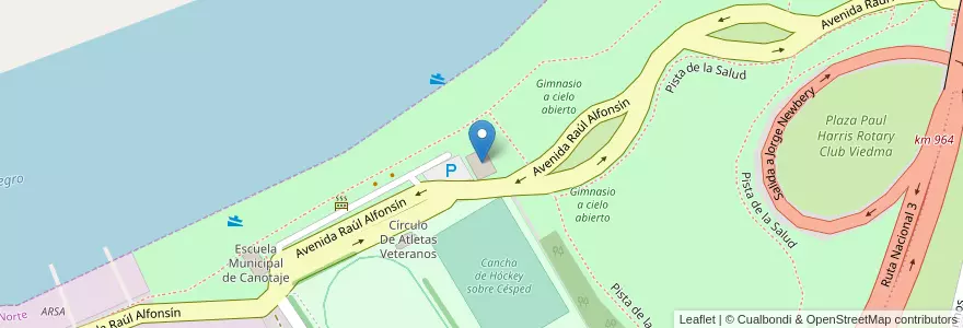 Mapa de ubicacion de Club de Canotaje Quimey Leuvú en 阿根廷, 内格罗河省, Departamento Adolfo Alsina, Viedma, Viedma.