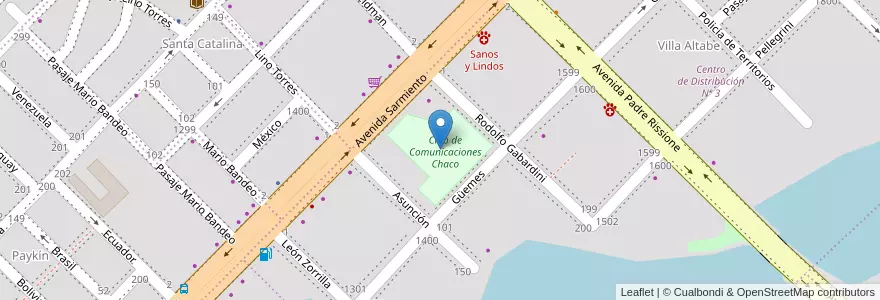 Mapa de ubicacion de Club de Comunicaciones Chaco en Arjantin, Chaco, Departamento San Fernando, Resistencia, Resistencia.