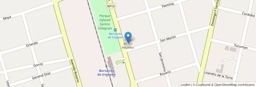 Mapa de ubicacion de Club de los Abuelos en アルゼンチン, サンタフェ州, Departamento San Jerónimo, Municipio De Bernardo De Irigoyen.