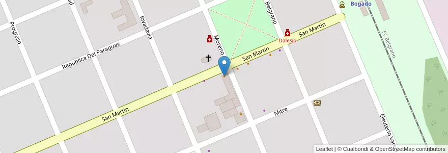 Mapa de ubicacion de Club de los Agricultores en 阿根廷, Santa Fe, Departamento Rosario, Municipio De Coronel Bogado, Coronel Bogado.