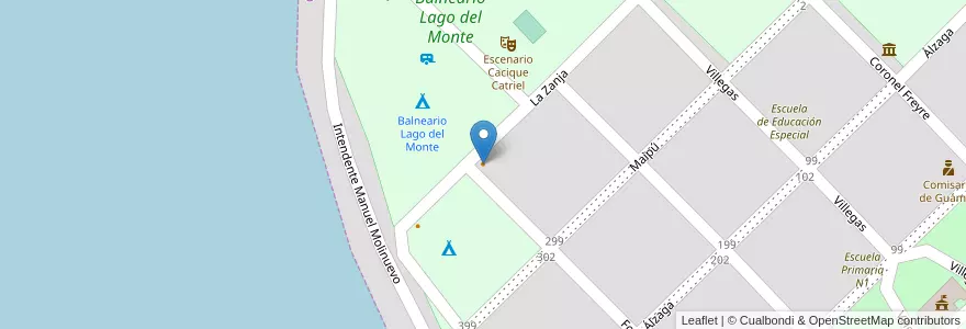 Mapa de ubicacion de Club de Pesca en Arjantin, Buenos Aires, Partido De Guaminí, Guaminí.