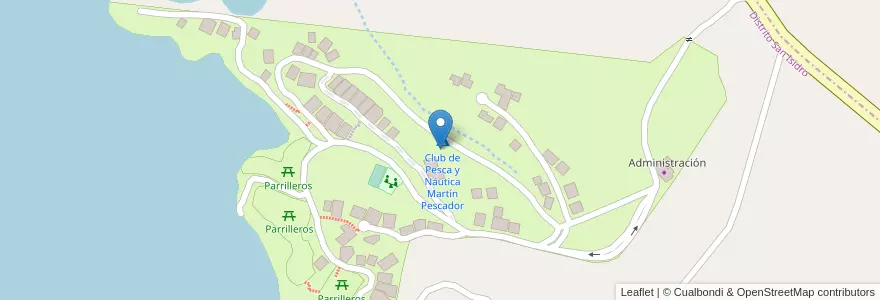 Mapa de ubicacion de Club de Pesca y Náutica Martín Pescador en Argentina, Chile, Mendoza, Departamento Rivadavia, Distrito San Isidro.