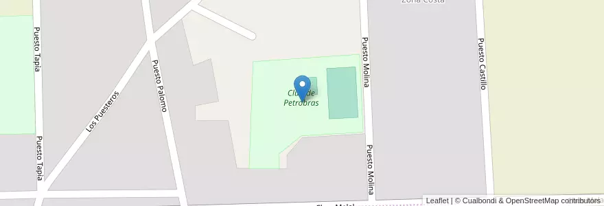 Mapa de ubicacion de Club de Petrobras en アルゼンチン, チリ, ネウケン州, Departamento Pehuenches, Rincón De Los Sauces.