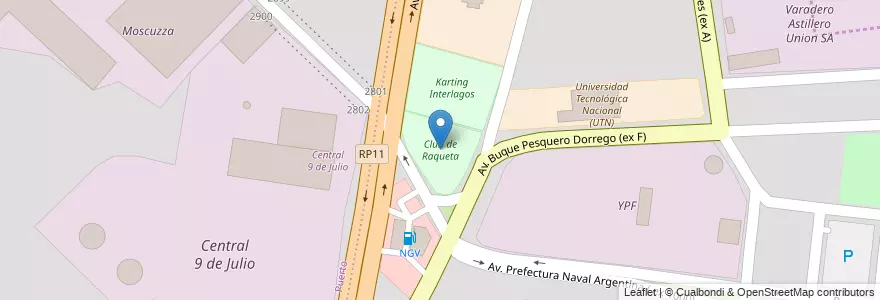 Mapa de ubicacion de Club de Raqueta en 阿根廷, 布宜诺斯艾利斯省, Partido De General Pueyrredón, Mar Del Plata.