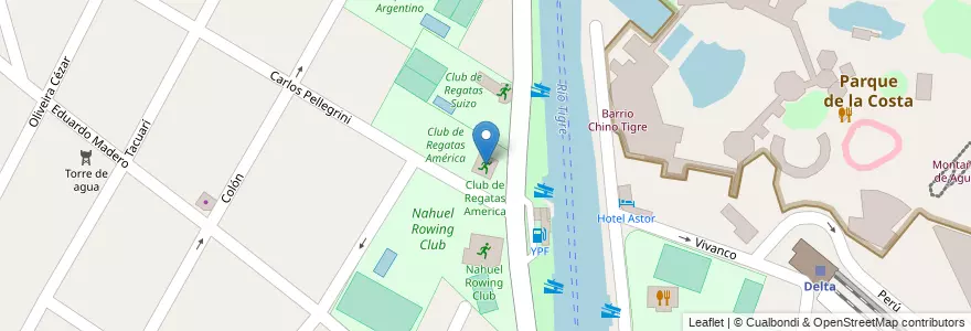 Mapa de ubicacion de Club de Regatas America en Argentina, Buenos Aires, Partido De Tigre, Tigre.
